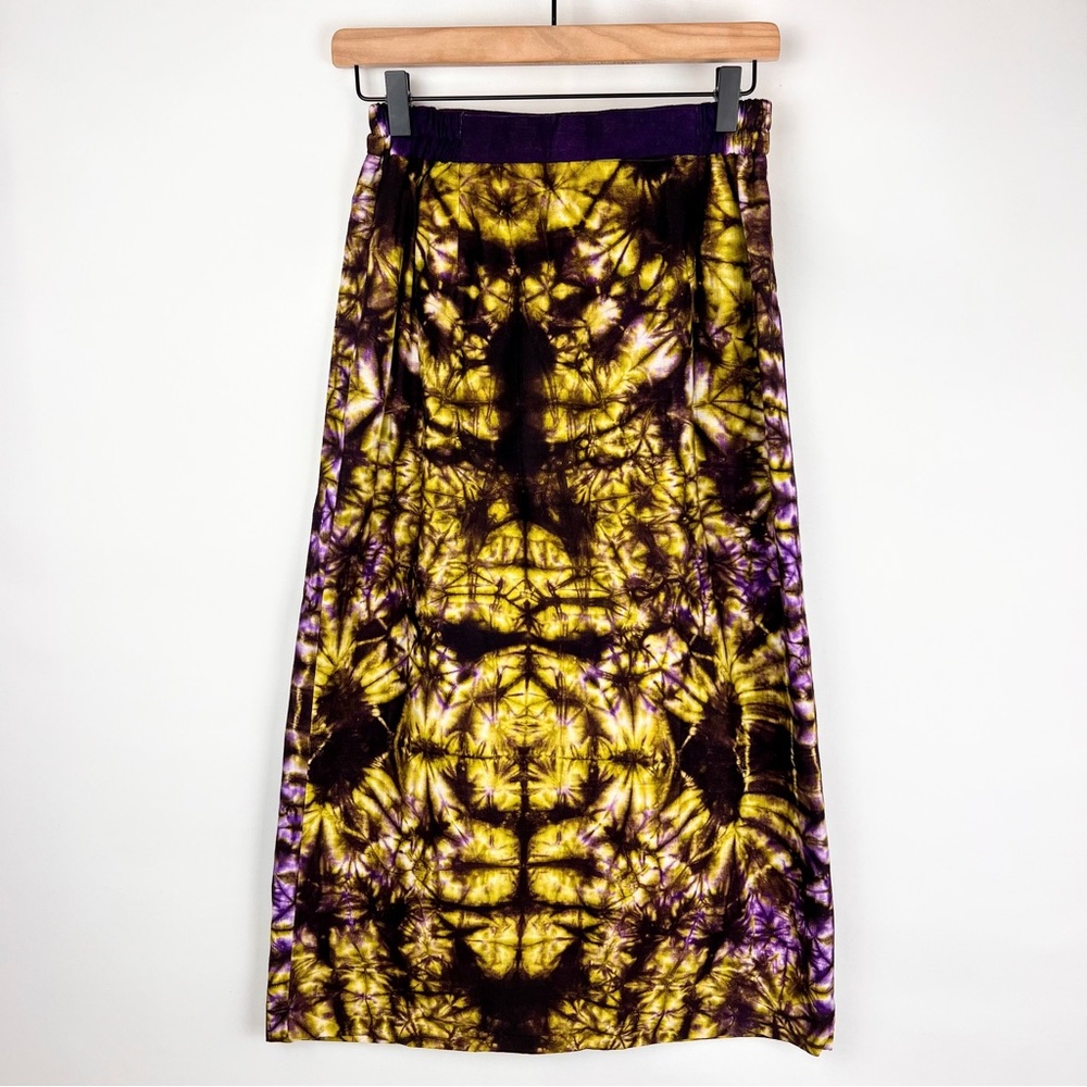 Handmade Kaleidoscope Purple Tie Dye Midi Skirt Size S